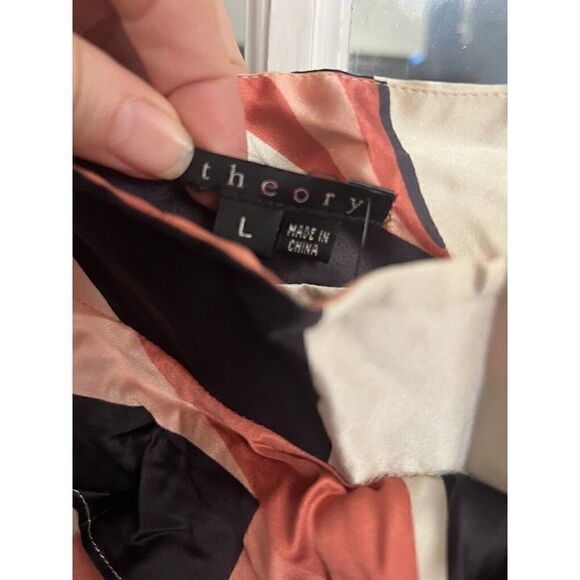 Theory Camisole Tank Pink Black Ruffle Size Large Nwt Rtl $195. U - Picture 5 of 8